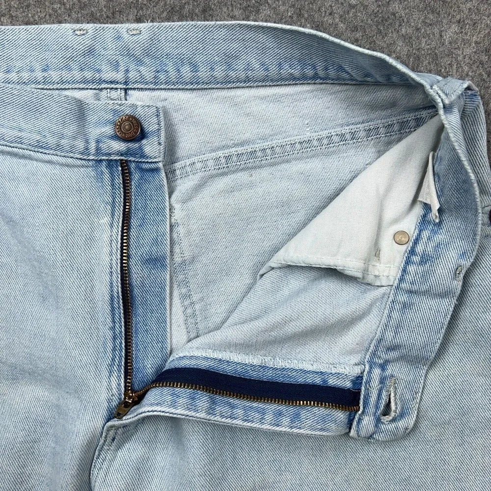VTG Lee Jeans Womens 32x34 Blue High Rise Tapered Mom Distressed Denim Pants USA